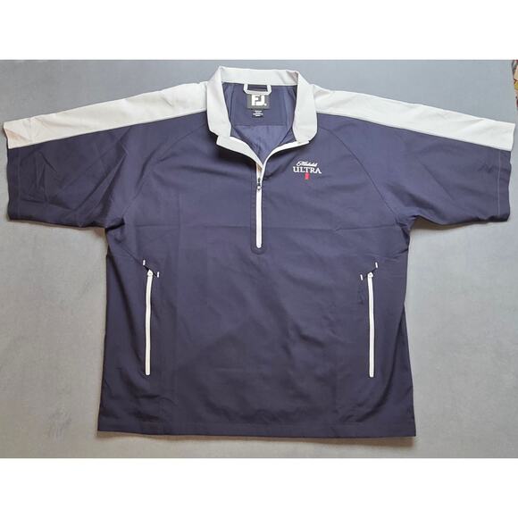 Footjoy Hydrolite Men XL Golf Rain Wind Shirt Navy Blue Gray Michelob Ultra Logo - Picture 1 of 8